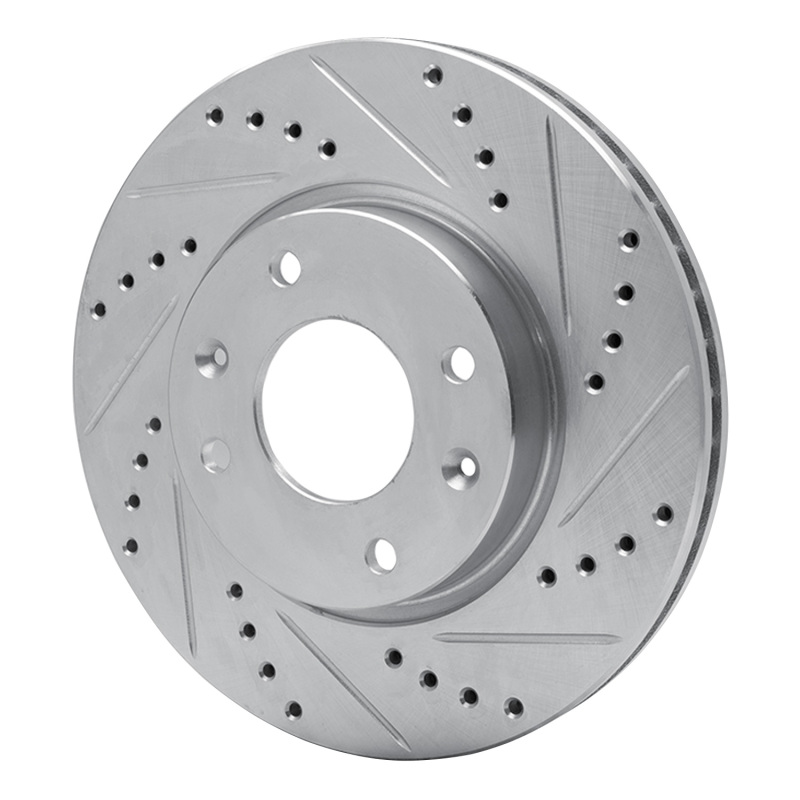 Hyundai Sonata Brake Rotor (1) - Front Right - R1 Concepts - Drilled & Slotted - Silver - `02-`06